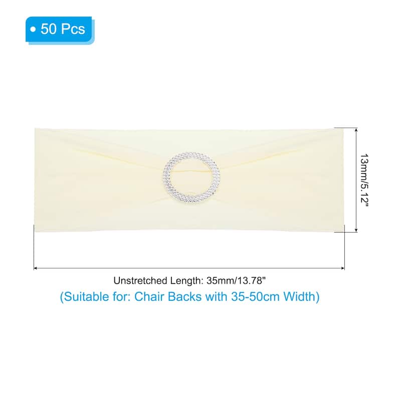 Chair Bows Sash 50 Pcs Stretch Chair Cover Band Elastic Chair Tie - Cream Color