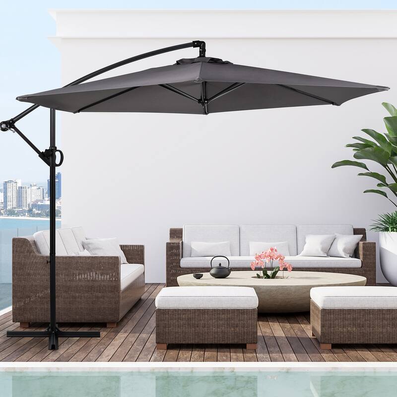Futzca 9FT Outdoor Hanging Offset Patio Umbrella - Grey