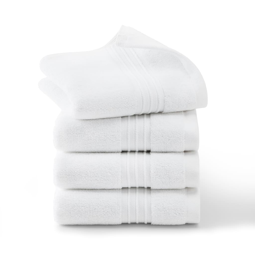 TOWN & COUNTRY EVERYDAY 4-Piece Solid Dobby Border Washcloth Set, 13x13-Inch, 100% Cotton