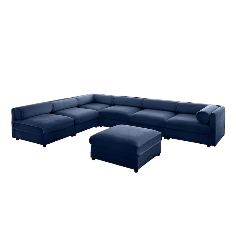 Modern 7-Piece Modular Sofa with Storage & 1 Storage Ottoman