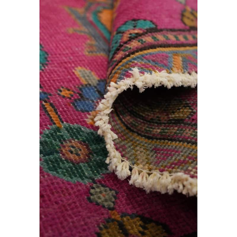 Hand Knotted Oriental 100% Wool Carpet Traditional Geometric Pink Tabriz Area Rug - 4' 9'' X 2' 7''