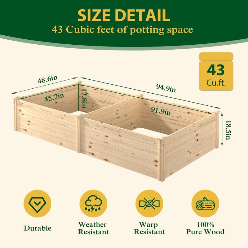 VEIKOUS Natural Wood Raised Garden Bed, Outdoor Planter Box for Vegetables, Flowers, Herbs, Natural Brown