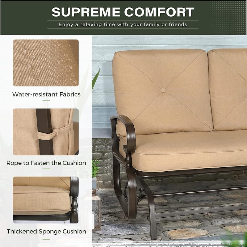 Nista 2 Person Outdoor Patio Glider Garden Bench Rocker Chair by Havenside Home