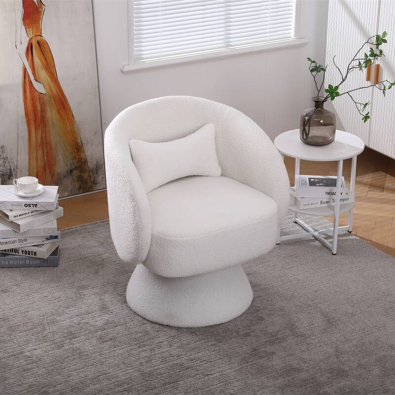 Round Fabric Swivel Accent Chair