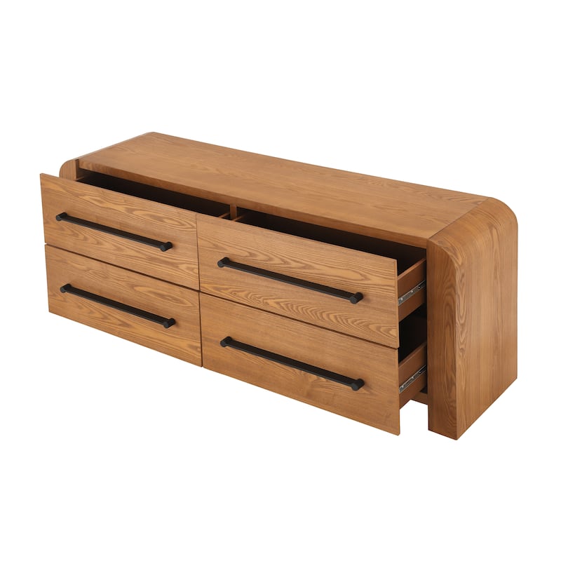 Christopher Knight Home - Nova Contemporary Natural Ash Veneer 4-Drawer Dresser with Sleek Black Handles
