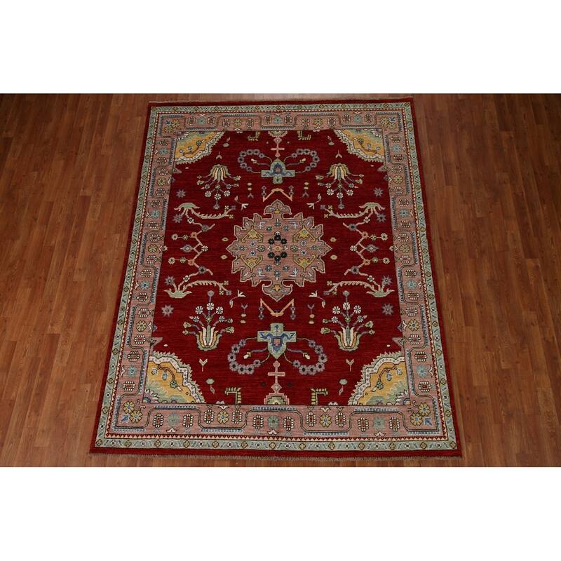 Vegetable Dye Oushak Turkish Rug Hand-knotted Wool Carpet - 6'5"x 8'3"