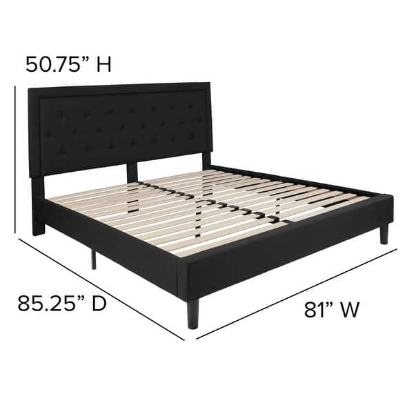 dimension image slide 16 of 19, Tufted Platform Bed with 10in. Pocket Spring Mattress