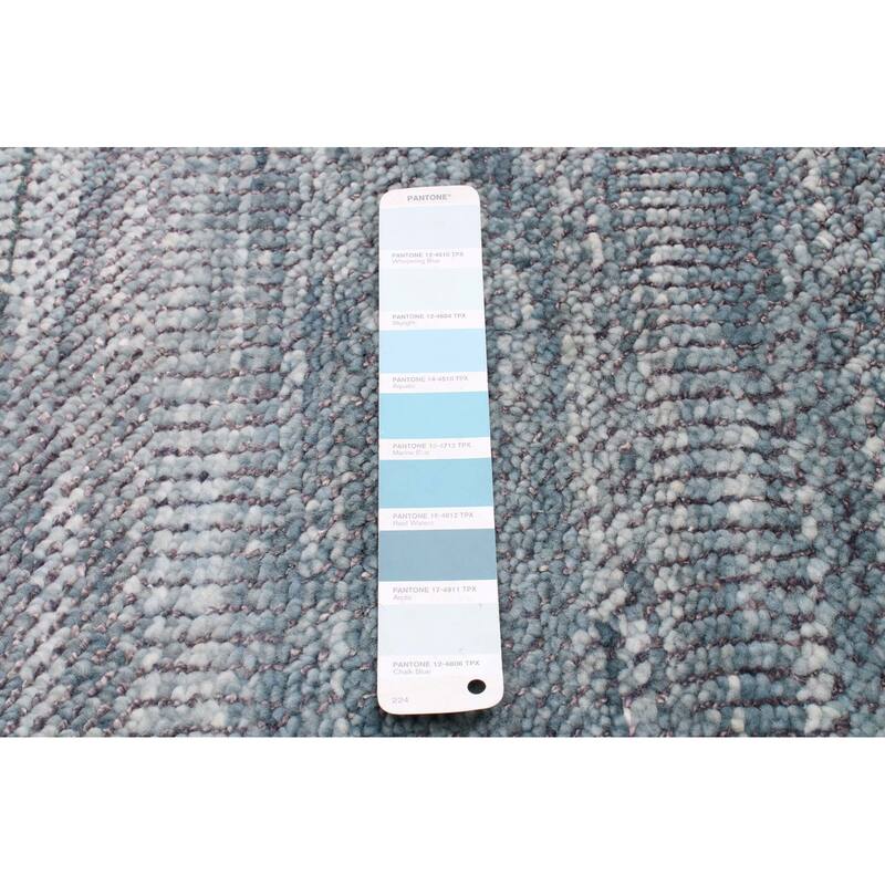 ECARPETGALLERY Hand-knotted Silk Shadow Turquoise Wool Rug - 7'10 x 9'6