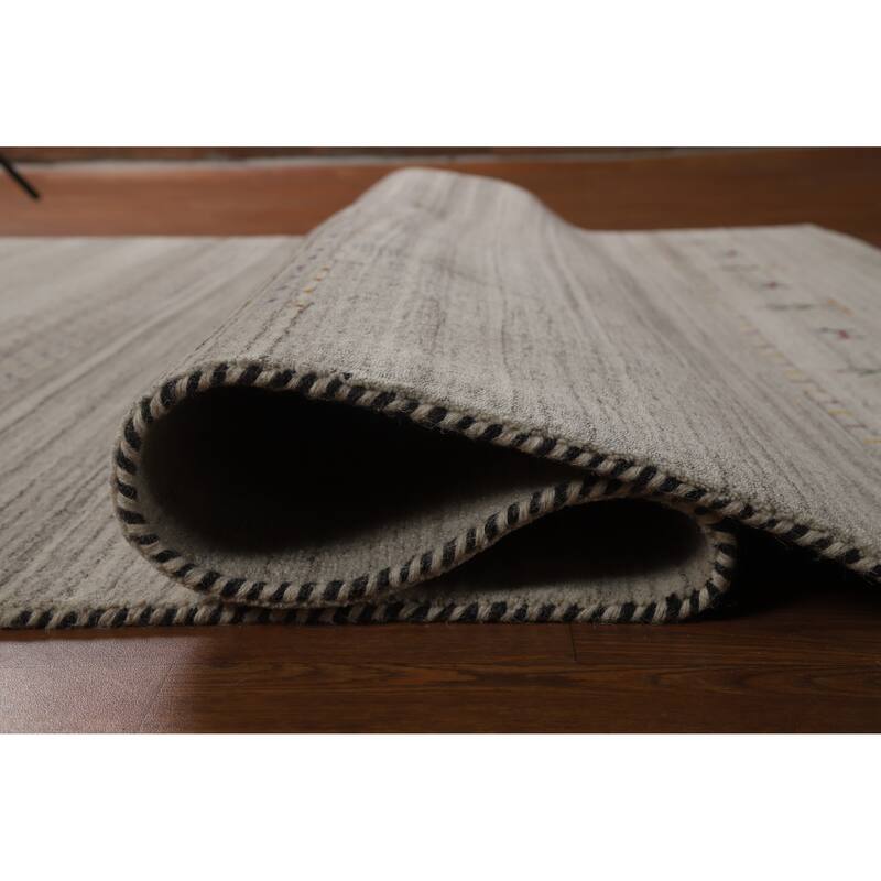 Hand Knotted Oriental 100% Wool Carpet Tribal Animal Pictorial Greys & Charcoal Gabbeh Area Rug - 8' 10'' X 6' 1''