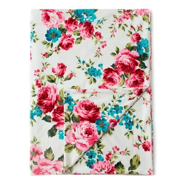 slide 2 of 4, Minky Baby Blanket 30" x 40" - White Floral