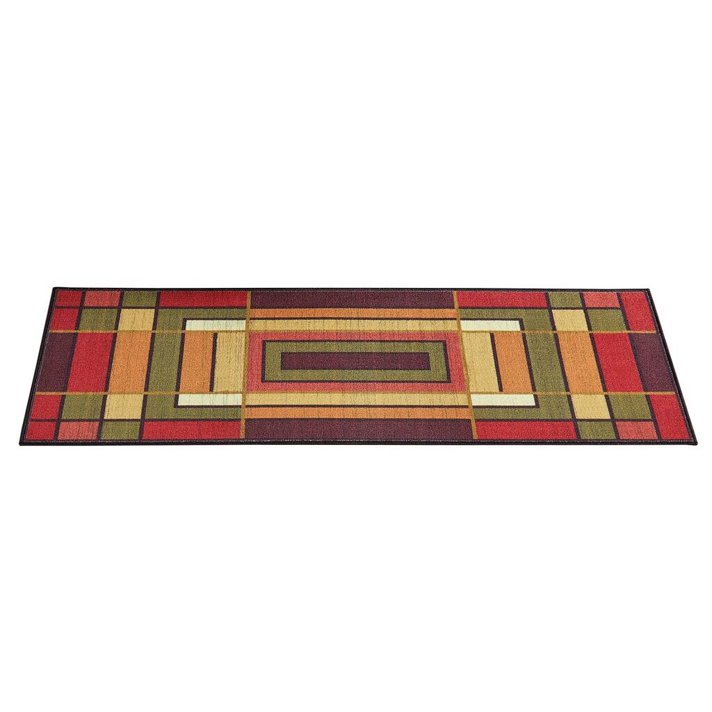 Elegant Color Block Skid-Resistant Accent Rug