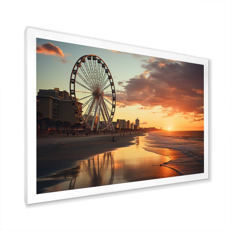 Designart "Myrtle Beach South I" Nautical & Beach Framed Wall Decor - White - 44 in. wide x 34 in. high