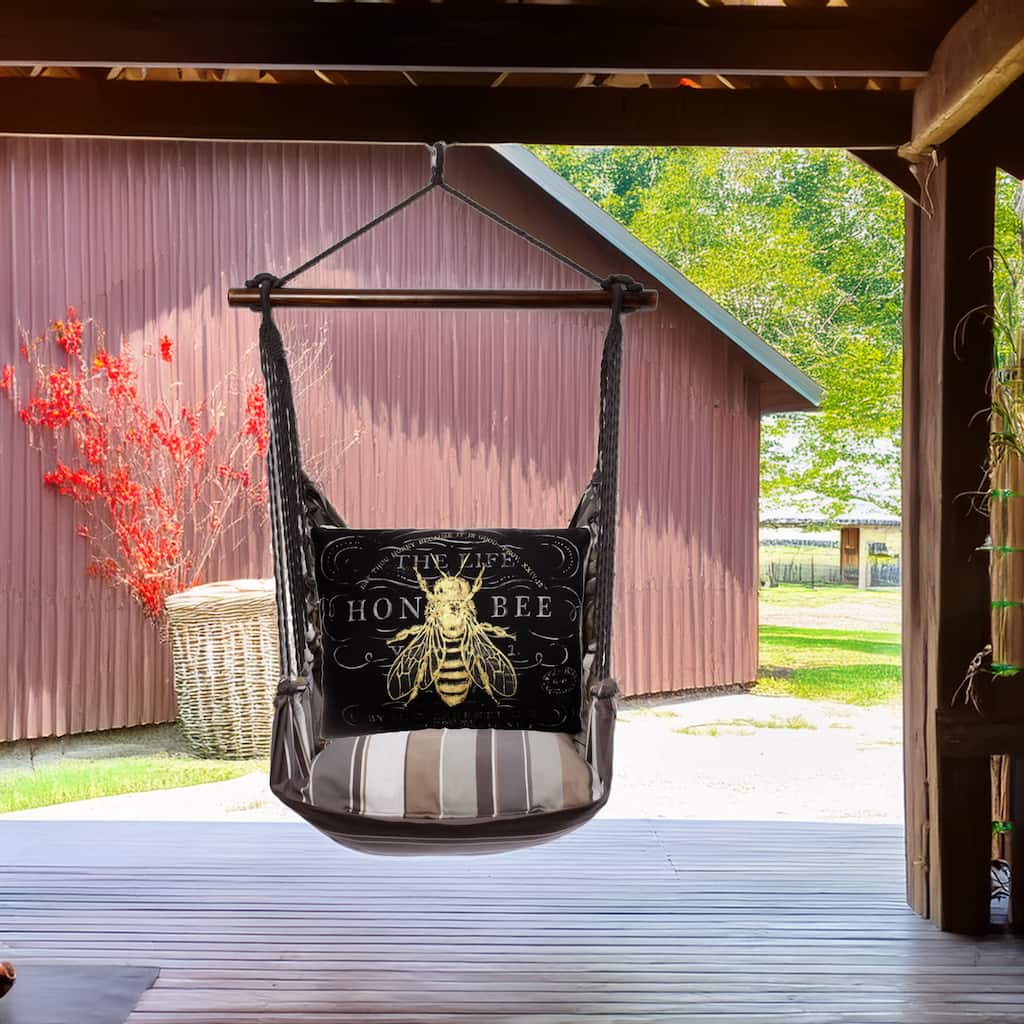 Magnolia Casual Swing Set 4 piece - Slate Gray Stripe w/ Vintage Bee on Black