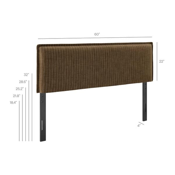 dimension image slide 10 of 18, Camille Upholstered Striped Linen Blend Headboard