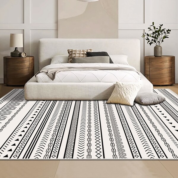 5x7 Wool Area Rug,Modern Non-Slip Washable Zebra Carpet,Living