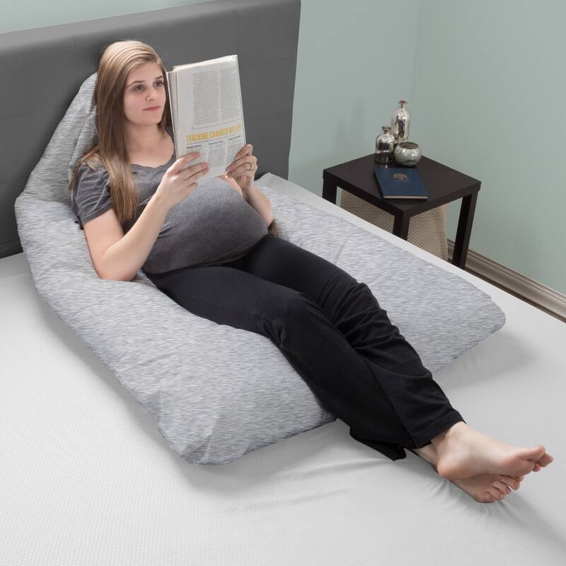 Full Body Pillow Cover - U-Shaped 100% Jersey Cotton Pillowcase by Lavish Home (Gray)