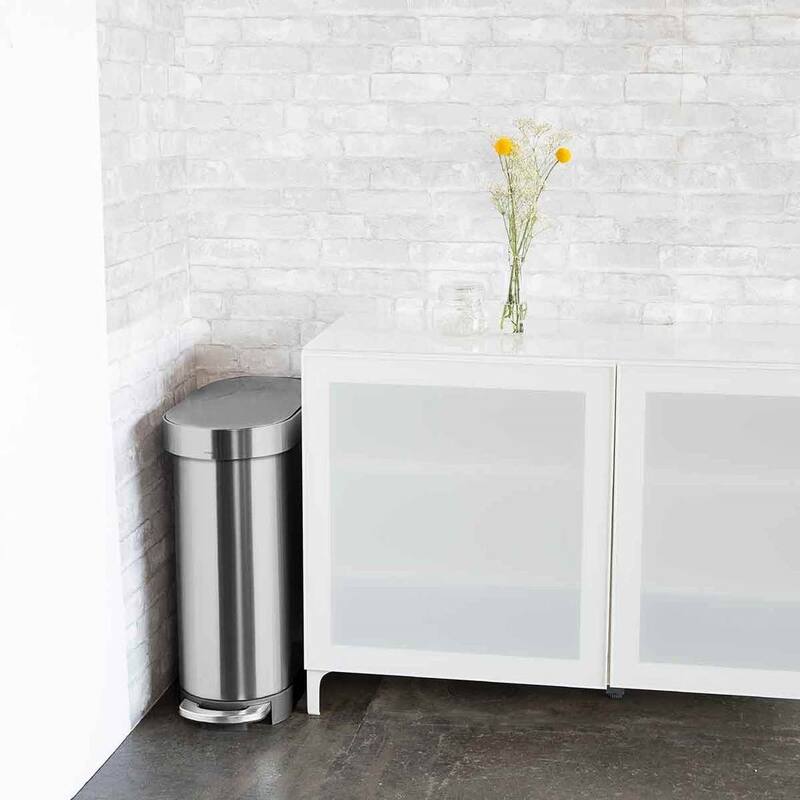 Steel 12-Gallon Narrow Kitchen Trash Can with Step On Lid