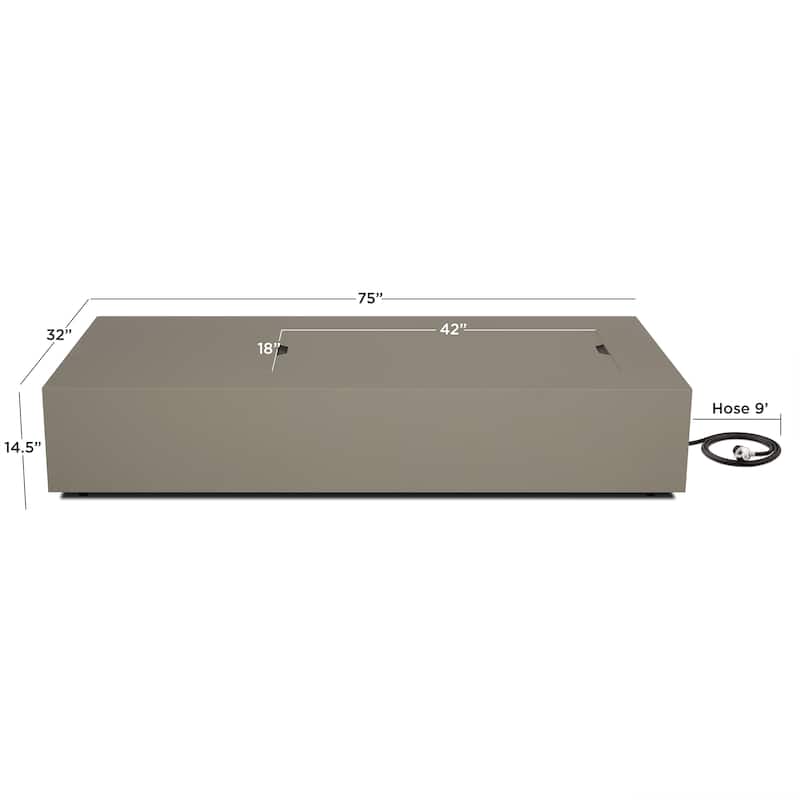 Aegean 75" Asymmetrical Rectangle Steel LP or NG Fire Pit Table