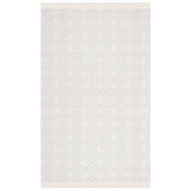 SAFAVIEH Handmade Natura Feridan Wool Fringe Rug - 6' Square - Ivory