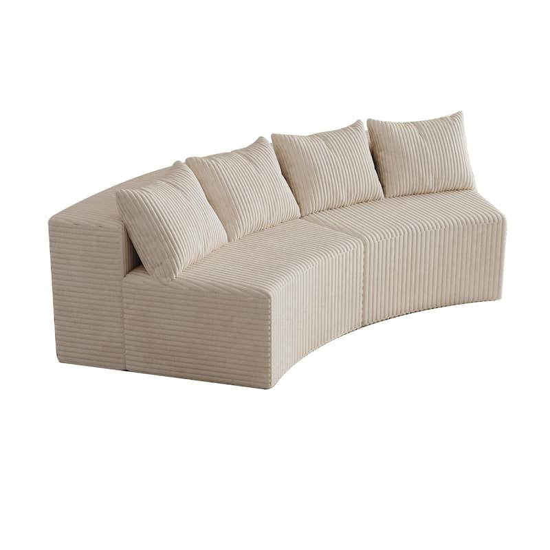Roomfitters Modular Curved Sectional Sofa, 2-Piece Corduroy Semi-Circular Couch with Pillows