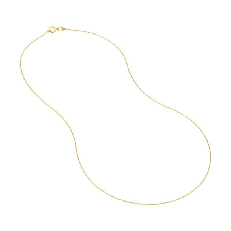 Curata 14k Yellow Gold 0.7mm Cable Chain Necklace (Spring Ring)