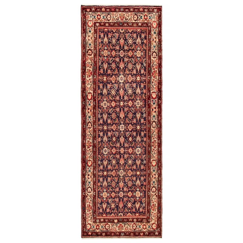 ECARPETGALLERY Hand-knotted Andelz Navy Wool Rug - 3'7 x 10'0 - Dark Navy - 3'7 x 10'0