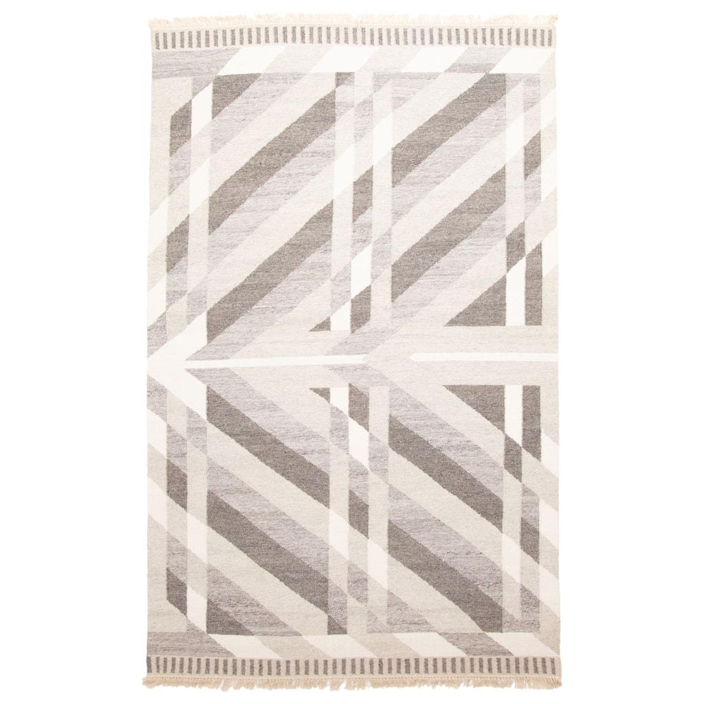 ECARPETGALLERY Flat-Weave Ankara FW Grey Wool Kilim - 5'2 x 8'5