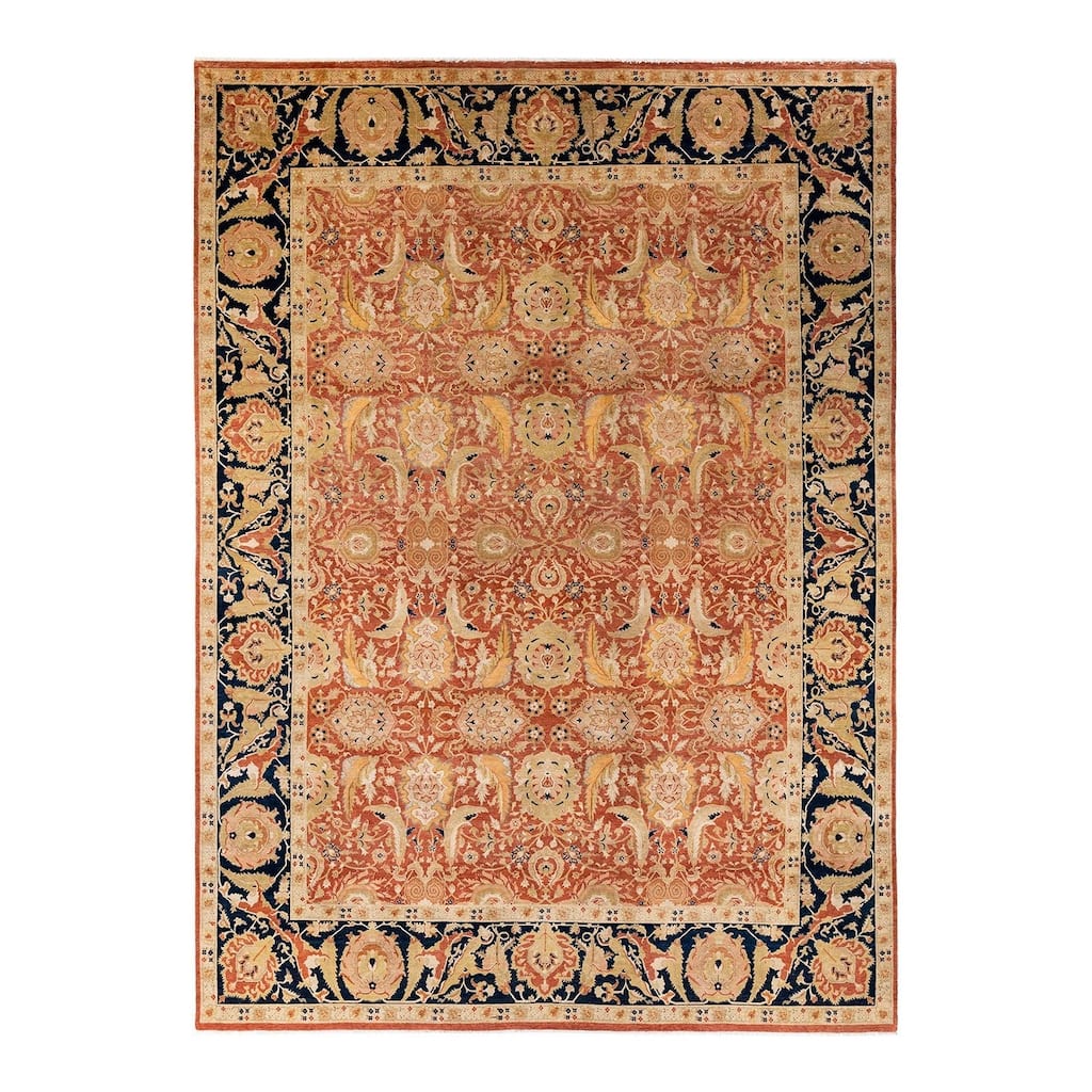 Overton Hand Knotted Wool Vintage Inspired Traditional Mogul Red Area Rug - 8' 10" x 12' 5"