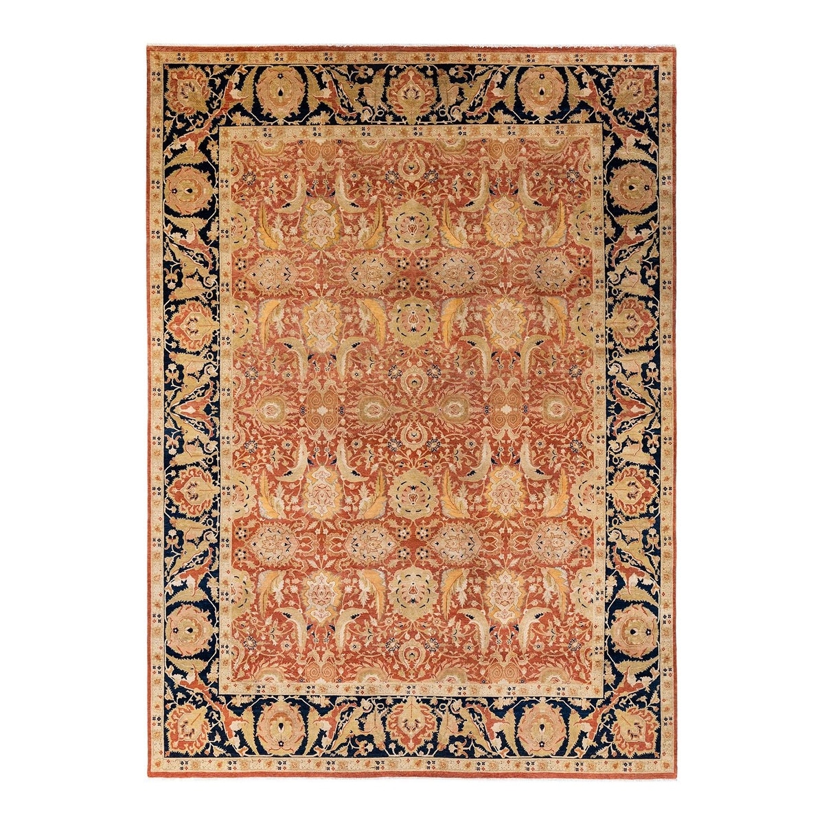Overton Hand Knotted Wool Vintage Inspired Traditional Mogul Red Area Rug - 8' 10" x 12' 5"
