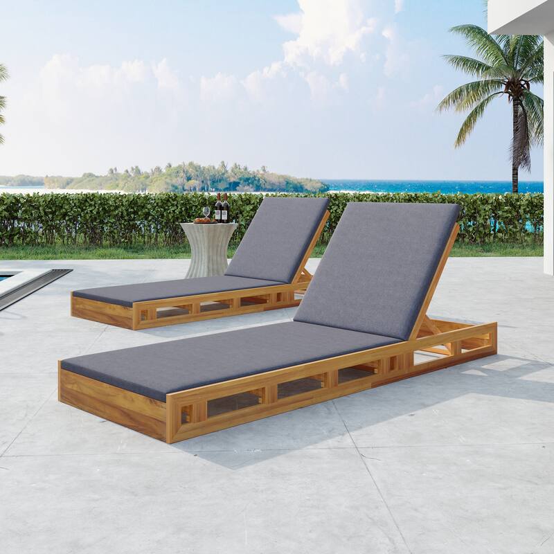 Outdoor Patio Chaise Lounge Chairs Adjustable Backrest Lounge Chairs with Water-repellent Cushions for Poolside Balcony Garden