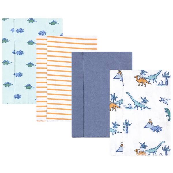 slide 1 of 1, Hudson Baby Boys Cotton Flannel Burp Cloths 4-Pack, Pastel Dino, One Size - Pastel Dino 4 Pack - One Size One Size - Pastel Dino 4 Pack