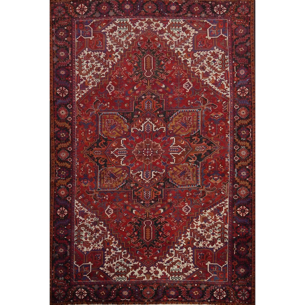 Hand Knotted Oriental 100% Wool Carpet Traditional Medallion Red Heriz Area Rug - 13' 0'' X 10' 0''