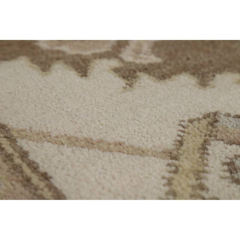 Gray Ivory Oushak Style Area Rug Handmade Wool Carpet - 9'1" x 11'10"