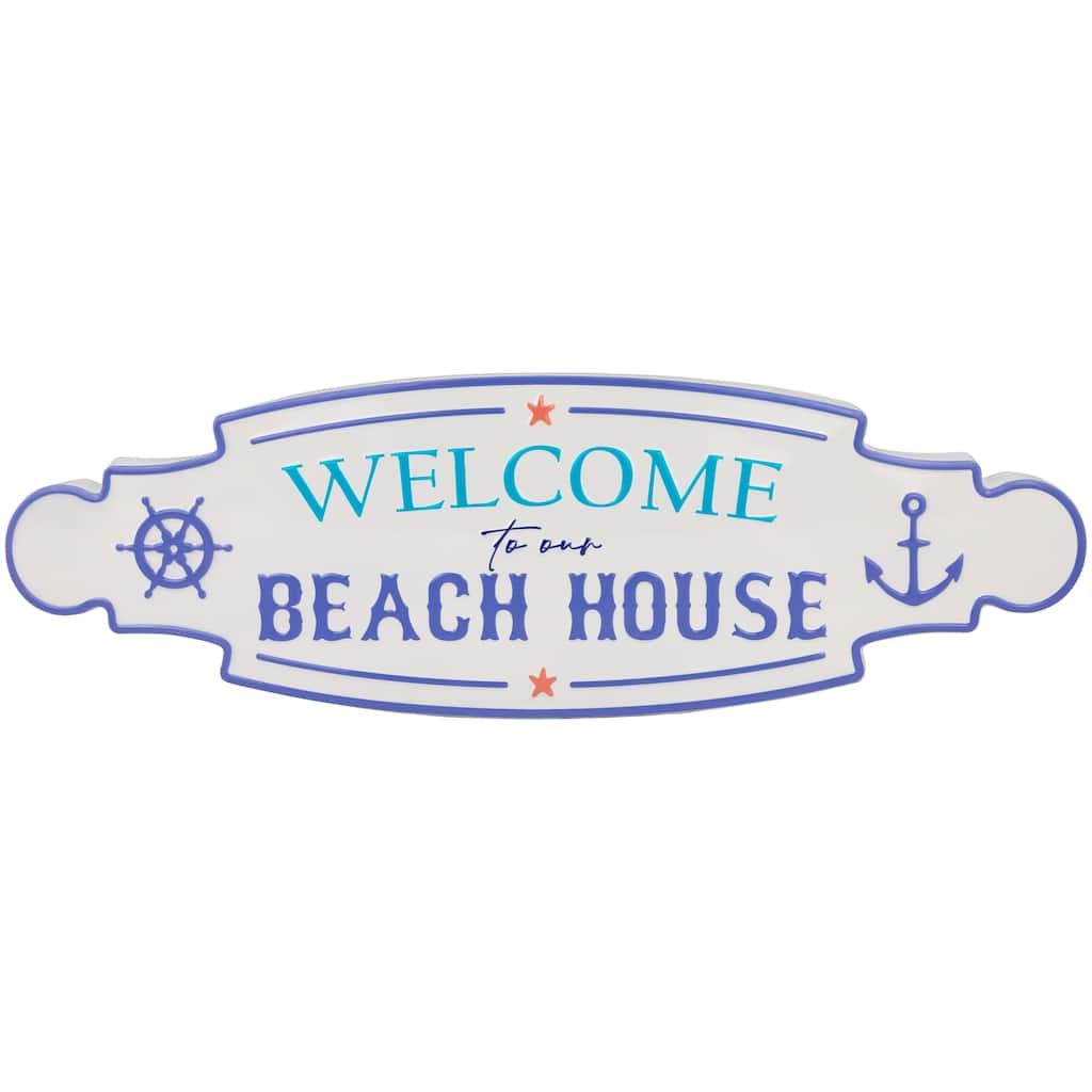 Welcome To Our Beach House Metal Wall Sign - 25.25"
