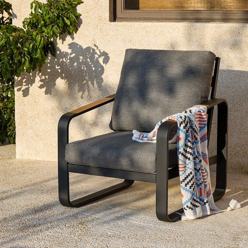 Outdoor Patio Conversation Chair, Loveseat, Sofa with Removable Cushions - Chair - Dark Gray