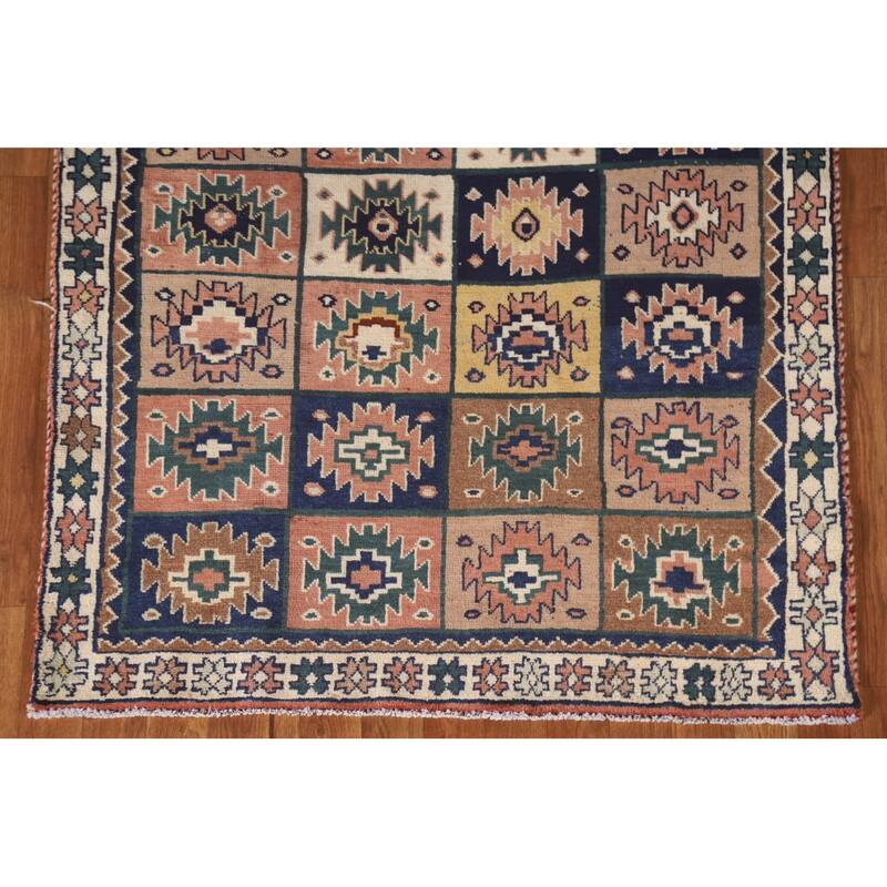 Bakhtiari Persian Vintage Area Rug Hand-knotted Wool Carpet - 3'10"x 7'5"