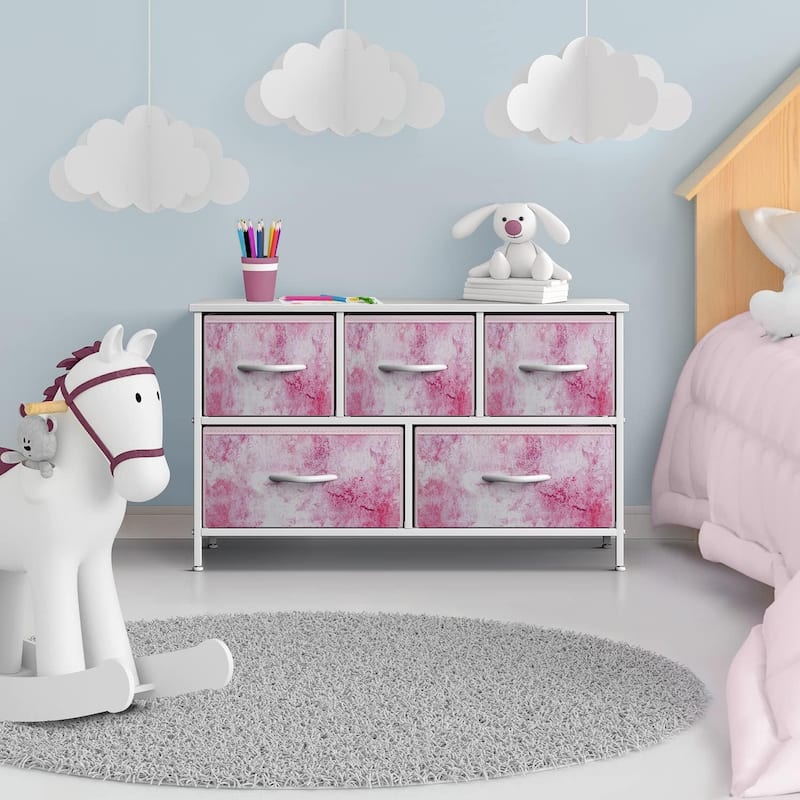 Dresser w/ 5 Drawers Furniture Storage Chest for Home, Bedroom