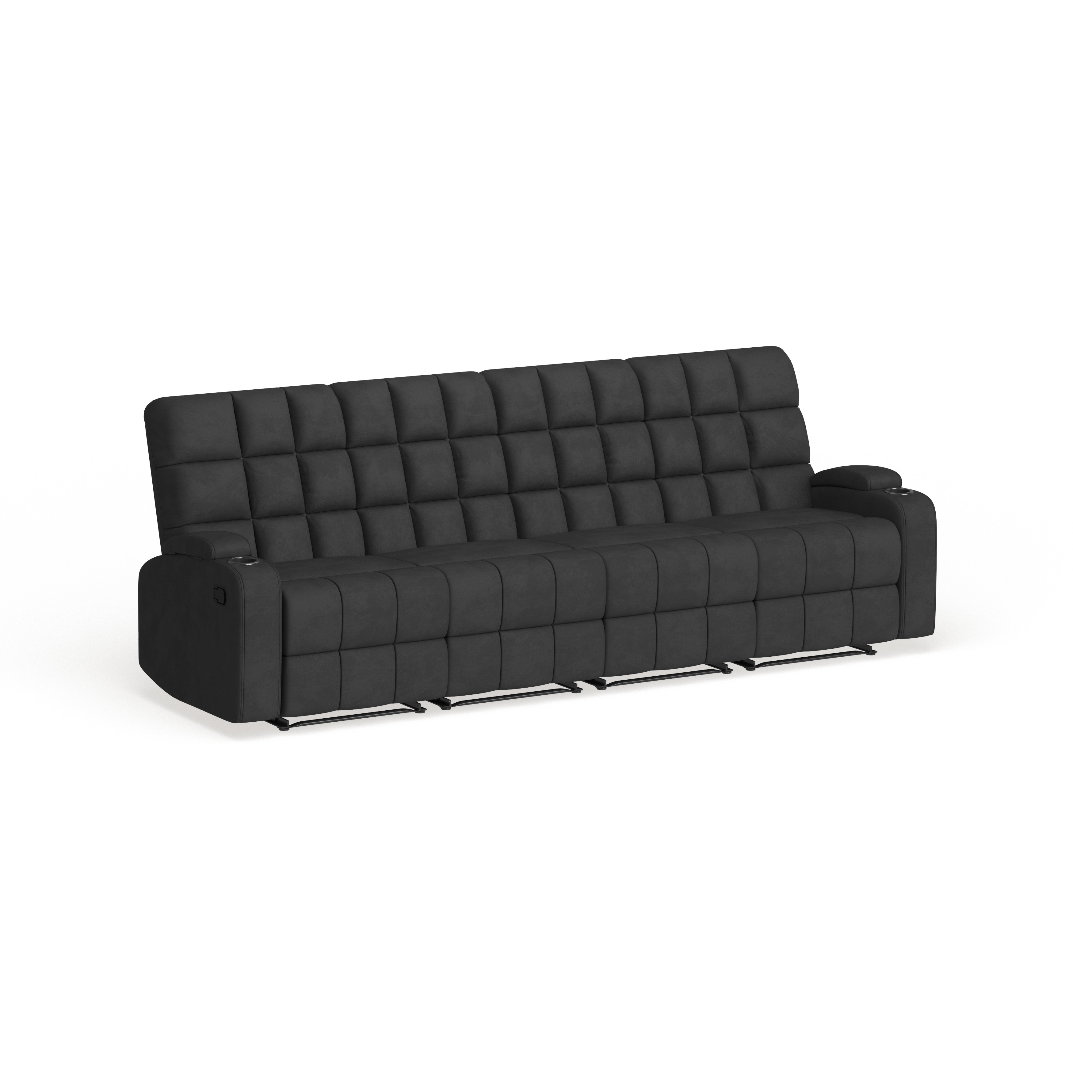 Shop Copper Grove Black Microfiber Reclining Sofa With Storage 4 Set Overstock 20133357 Black