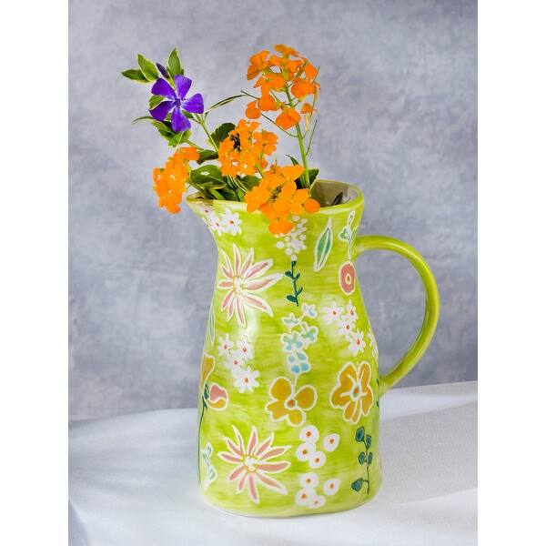 slide 2 of 7, Euro Ceramica Primavera Handpainted Stoneware Pitcher - 50 oz
