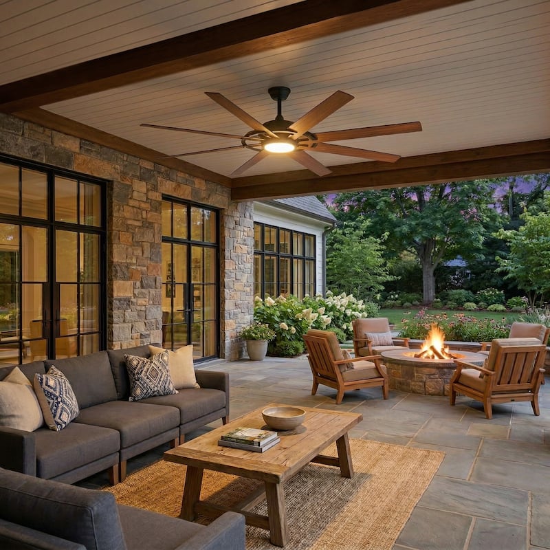 72" Large Ceiling Fan with 3CCT Dimmable LED Light and Remote(8 Reversible Blades）