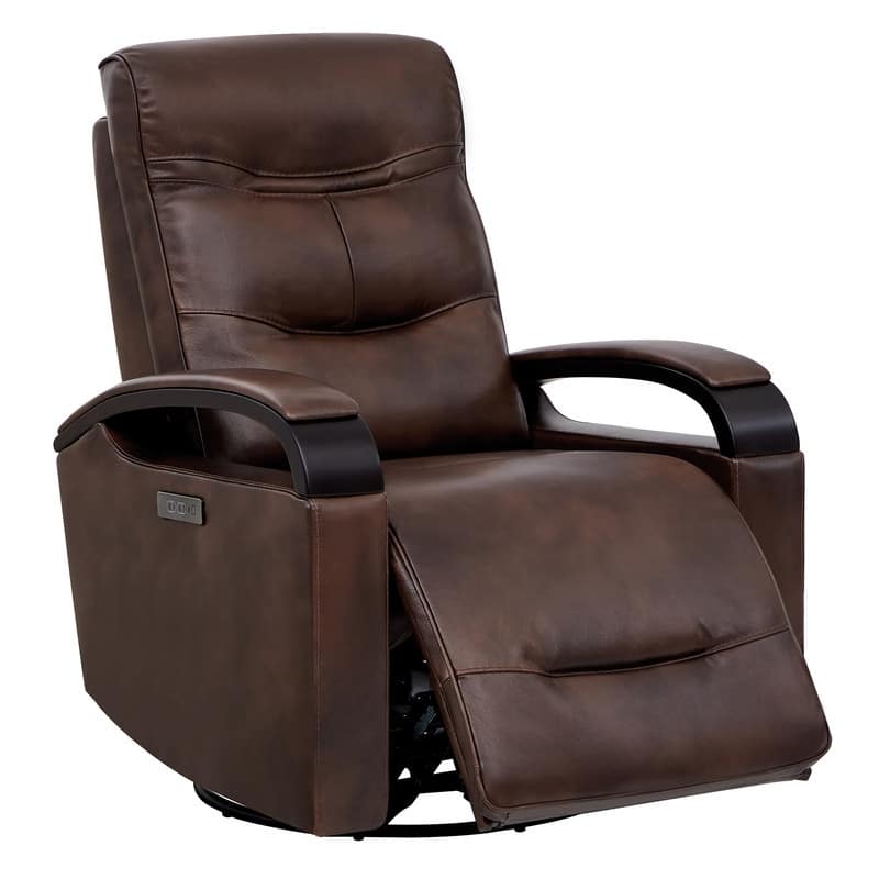 Spruce & Spring Regan Leather Power Recliner Swivel Glider Rocker with Power Headrest