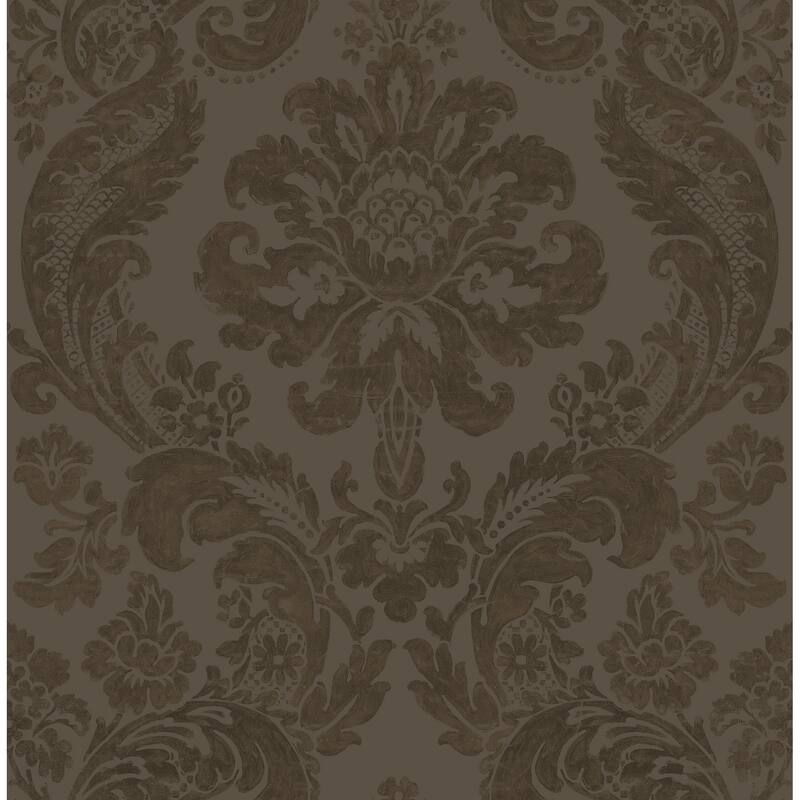 Isleton, Shadow Flocked Damask, 33 FT. L x 20.5In. W Wallpaper Roll
