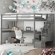 preview thumbnail 2 of 7, Twin Loft Bed with Desk & Storage Drawers - Gray