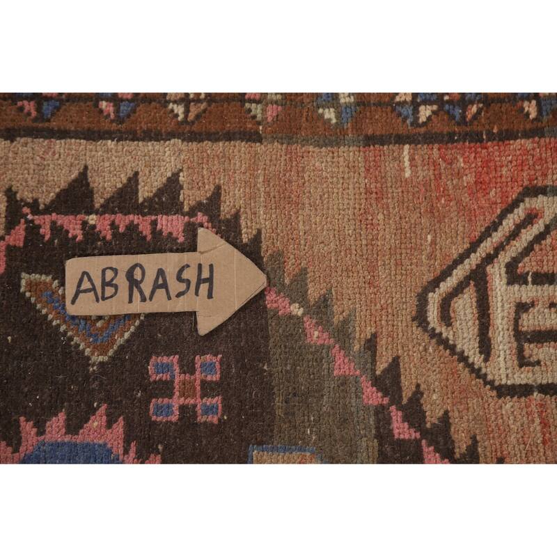 Tribal Ardebil Persian Vintage Runner Rug Handmade Orange Wool Carpet - 3'7" x 13'1"