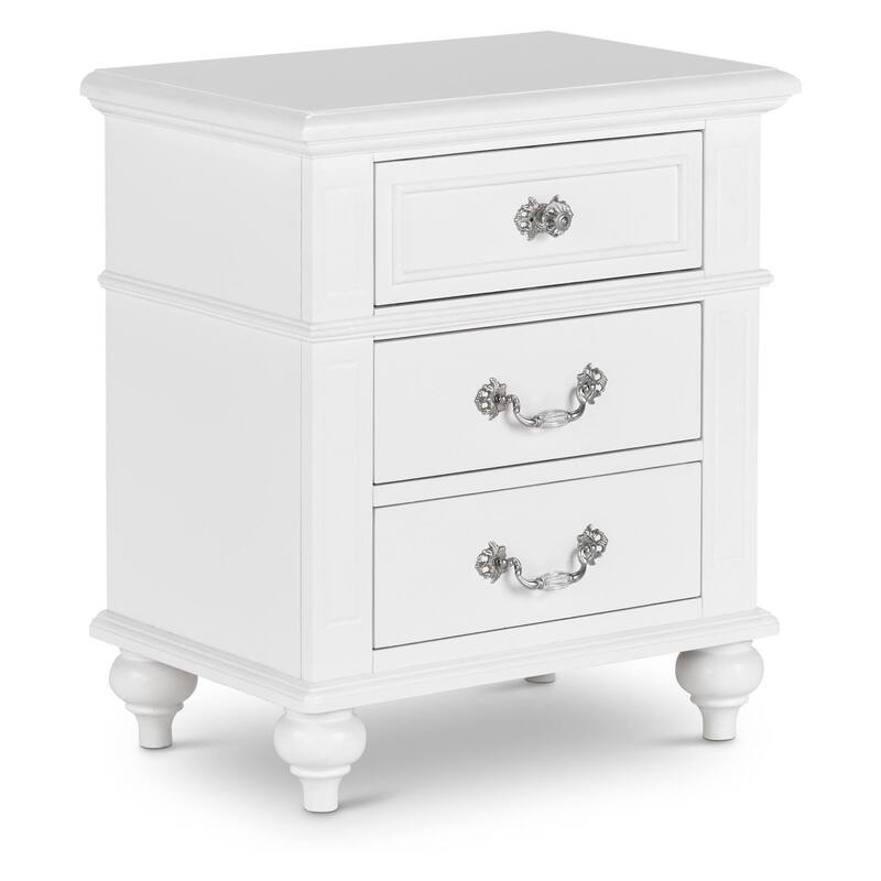 Elegant 2-Drawer Nightstand with Curved Base, Full Extension Glides, and Classic Charm
