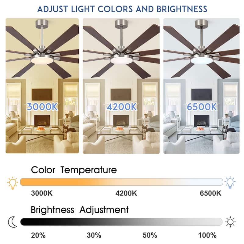 Gabriel 72 in. Indoor Black PlyWood Smart Ceiling Fan with Integrated LED, Works with Alexa/Google