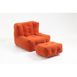 Fluffy bean bag chair, comfortable bean bag for adults and children, super soft lazy sofa chair with memory foam and ottoman, indoor modern focus bean bag chair for living room, bedroom, apartment