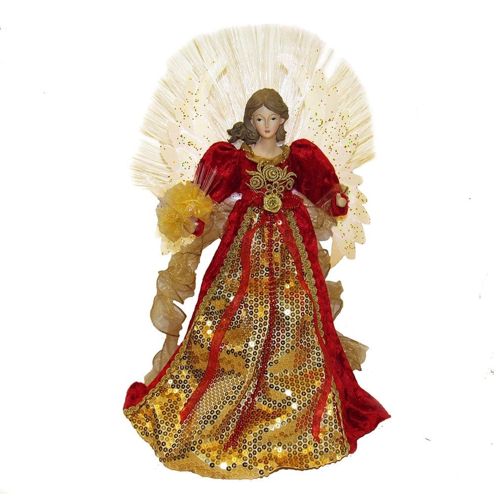 Kurt Adler 18-inch Red and Gold Multi-colored LED Fiber-Optic Angel Treetop - 18"