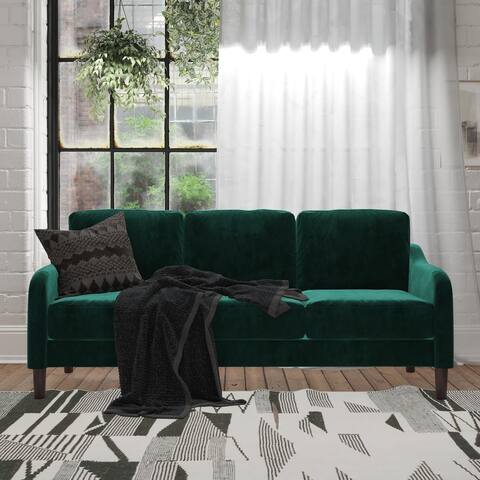 Marbella 3-Seater Sofa Couch, Living Room Furniture, Green Velvet