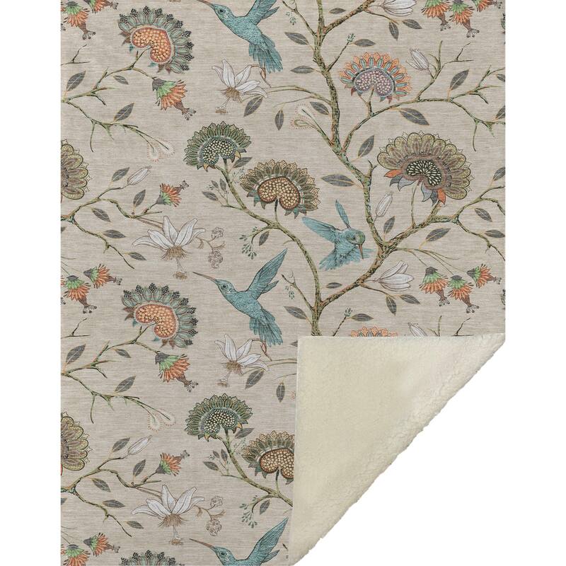 Premium Machine Washable ASB174 Hummingbird Sherpa Throw Blanket